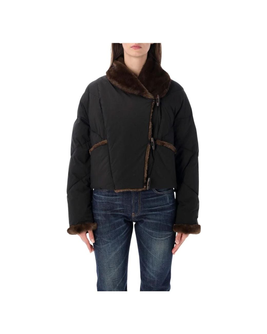Vegancode Black Kurzer Puffer Mit Kunstpelz