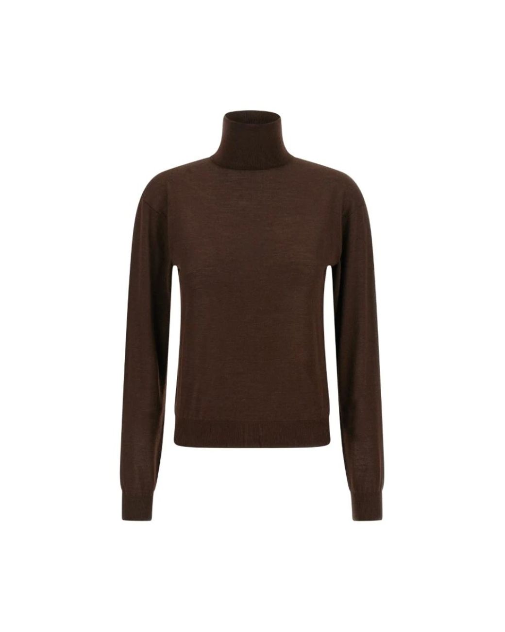 Saint Laurent Truien & Vesten ,Bruin ,Wol Bruine Geribbelde Turtleneck Sweater in het Brown