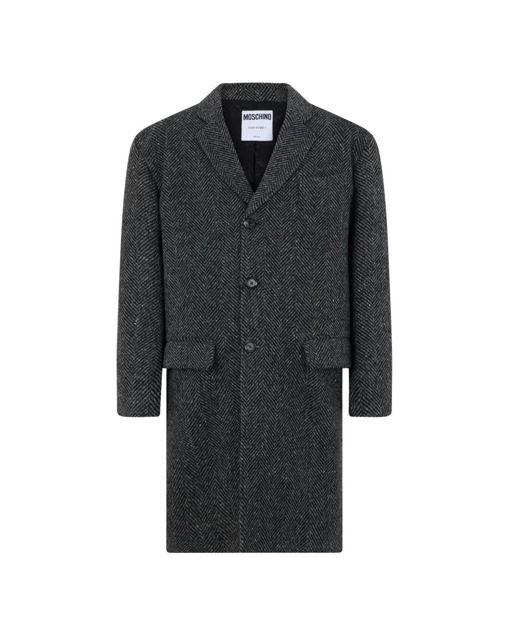 Moschino Black Single-Breasted Coats for men