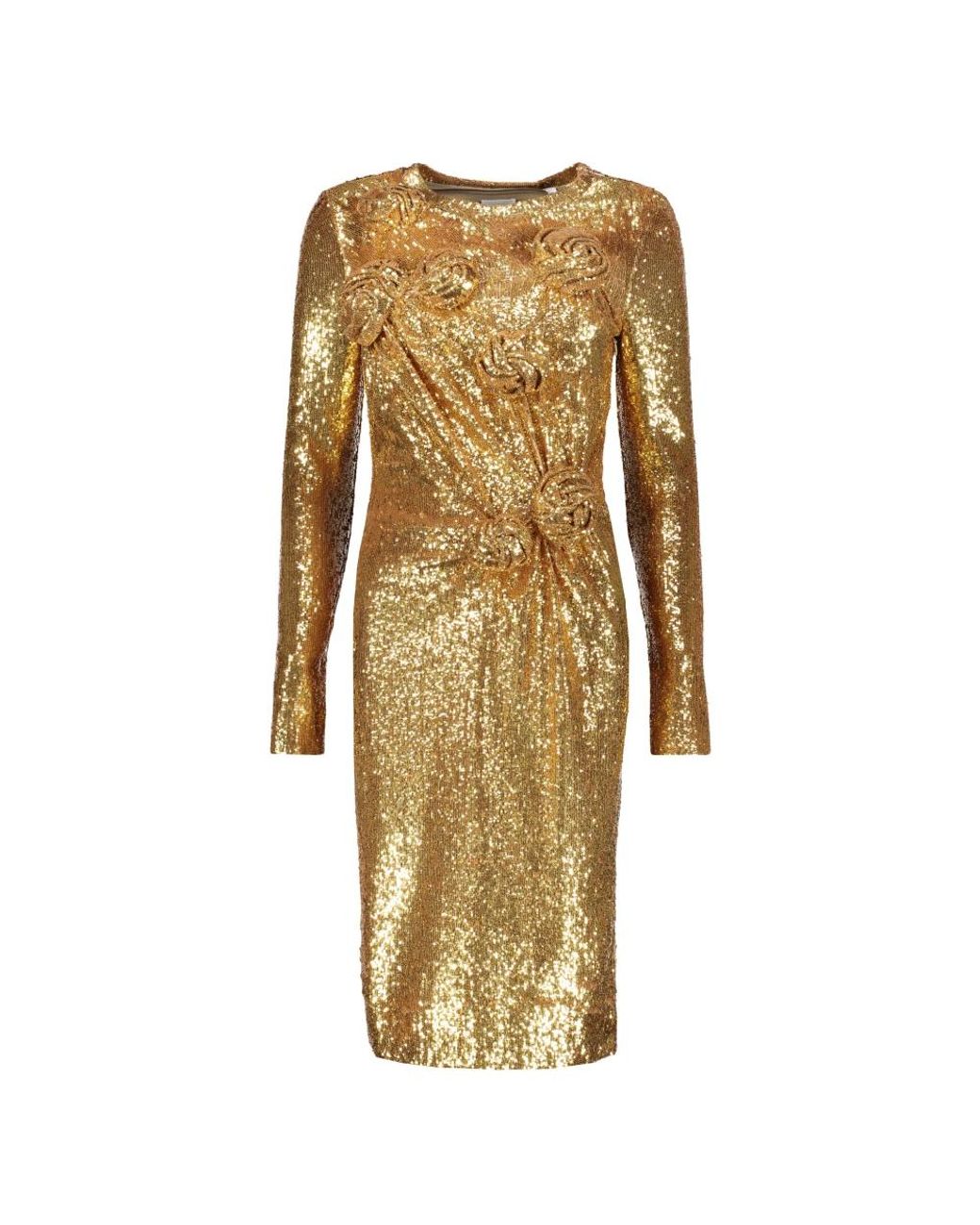 Burberry Kleedjes ,Geel ,Jurk Met Strass-Versiering in het Metallic