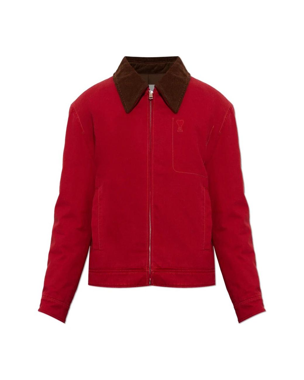 AMI Jassen ,Rood ,Katoen Cotton Twill Zipped Adc Jacket in het Red voor heren