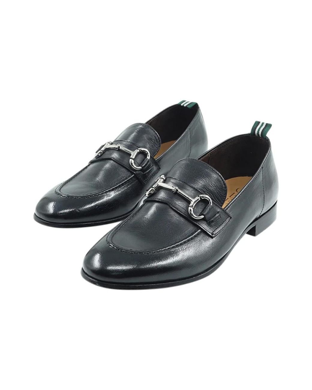 Green George Black Loafers for men