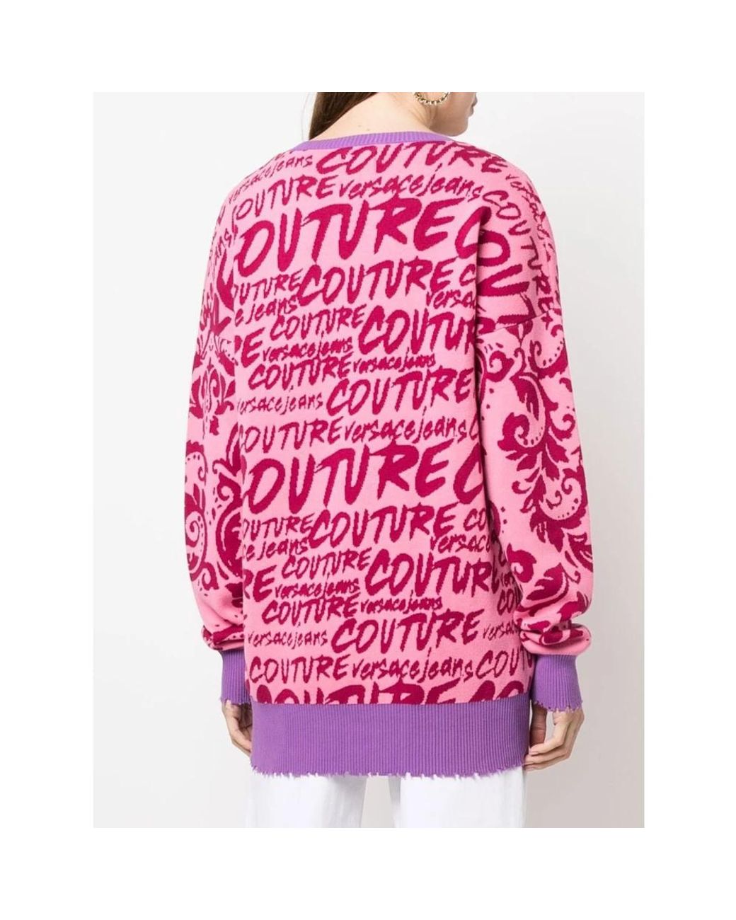 Versace Jeans Couture Pink V-Neck Knitwear