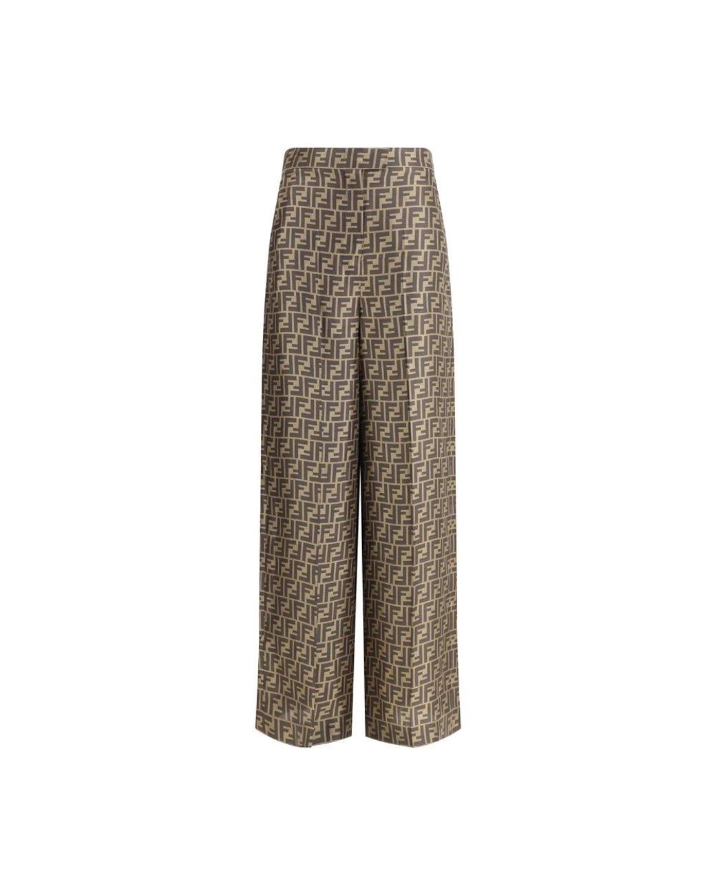 Fendi Brown Silk Casual Pants