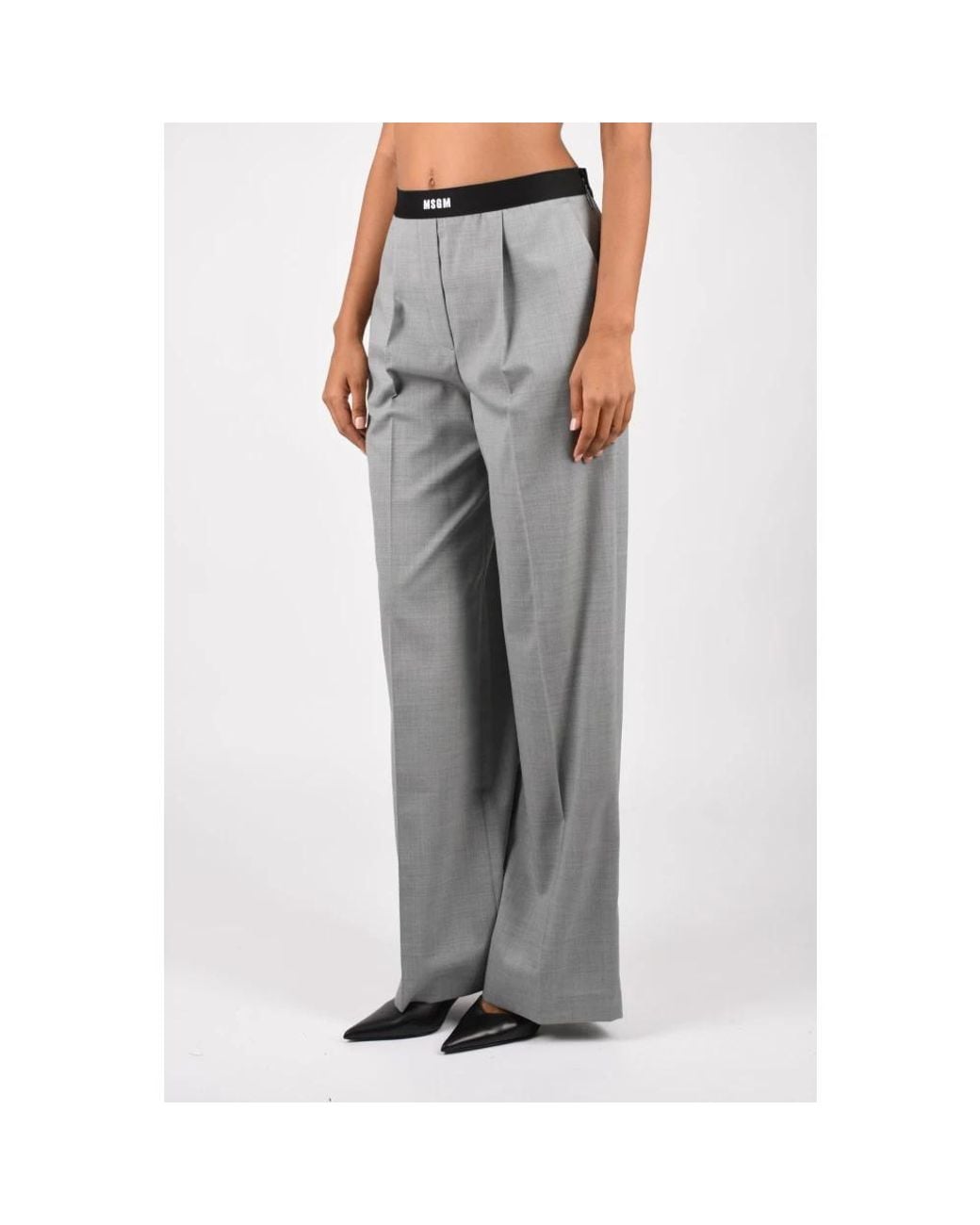 MSGM Gray Wide Trousers