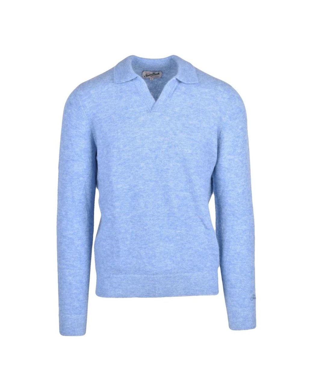 Mc2 Saint Barth Blue V-Neck Knitwear for men