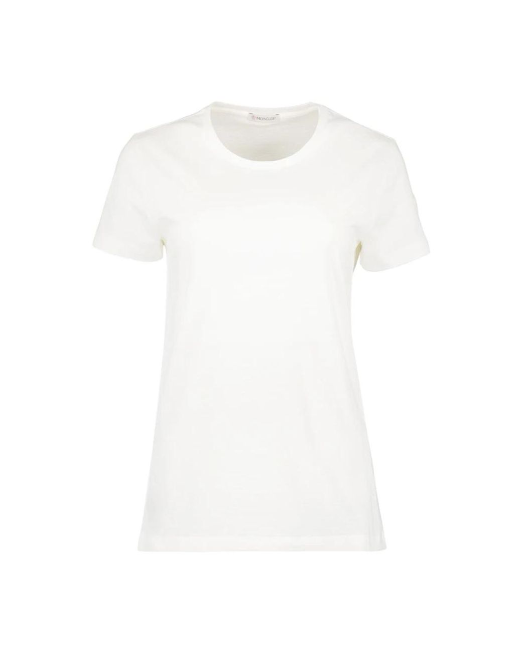 Moncler Tops ,Wit ,Katoen Logo T-Shirt Lente-Zomer 2025 Vrouwen in het White