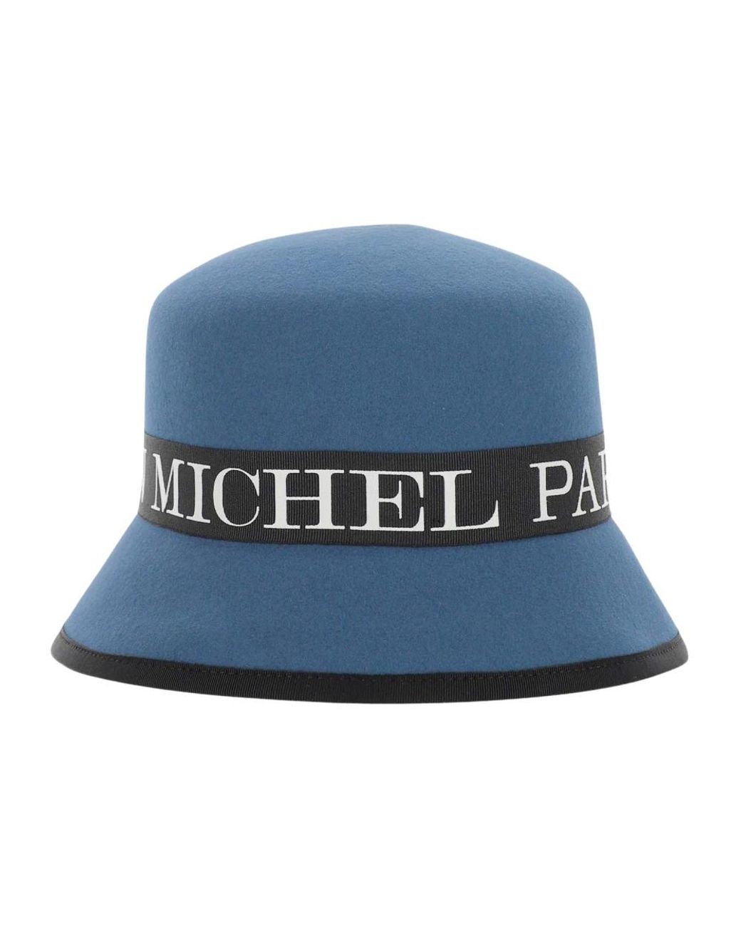 Maison Michel Accessoires ,Blauw ,Denim Denimblauwe Konijnenhaar Cloche Hoed in het Blue
