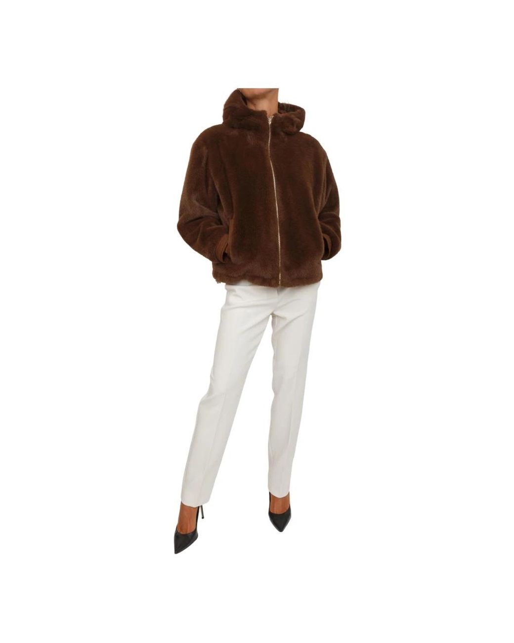 Marella Brown Faux Fur & Shearling Jackets