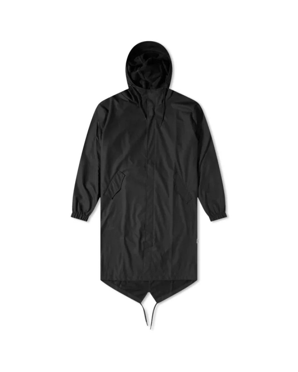 Rains Jassen ,Zwart ,Zwarte Fishtail Parka Met Asymmetrische Zoom in het Black