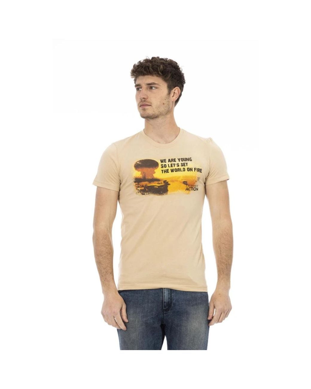 Trussardi Tops ,Casual Korte Mouw Ronde Hals T-Shirt in het Natural voor heren