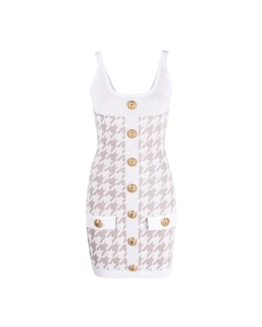 Balmain White Knitted Dresses