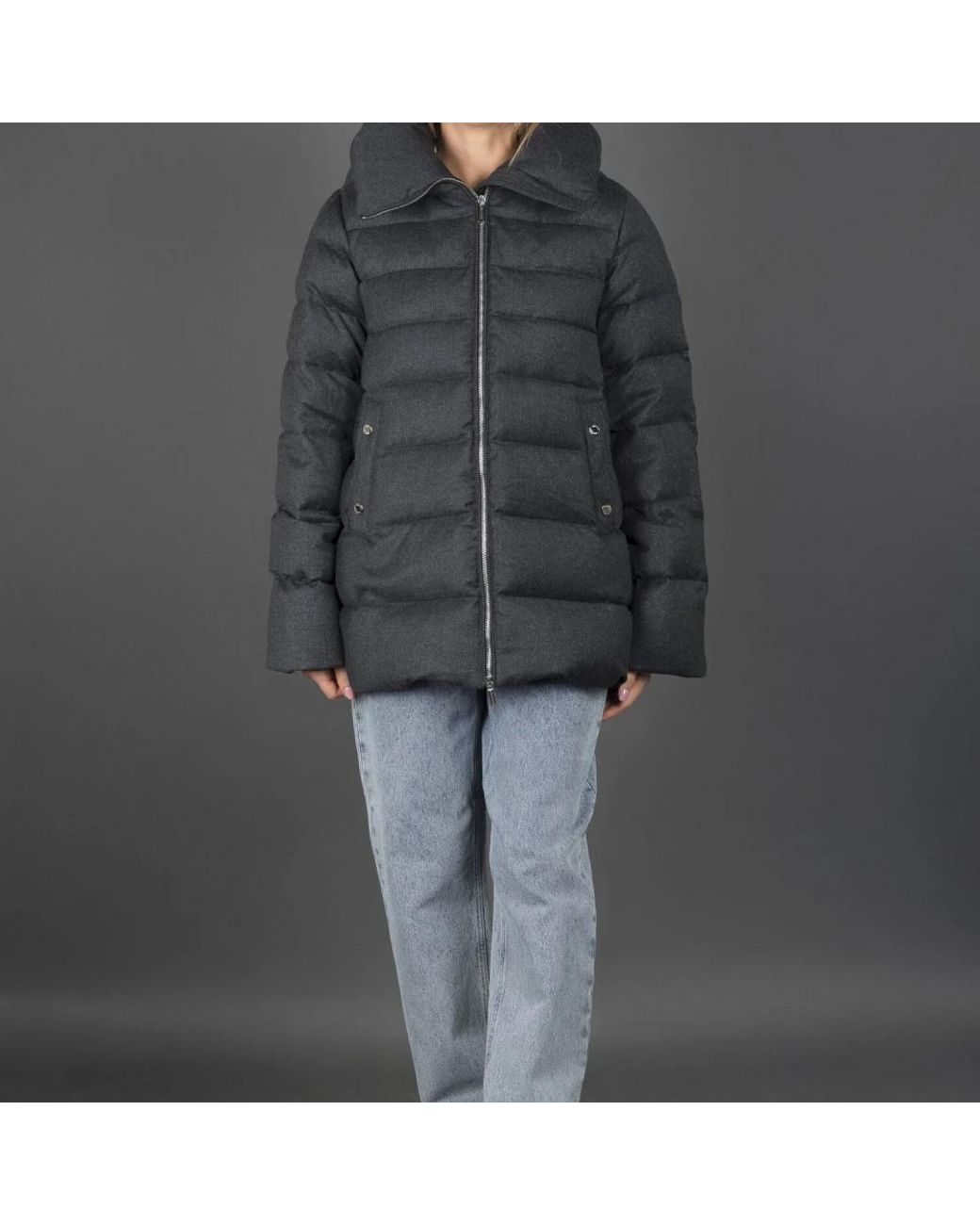 Moorer Jassen ,Grijs ,Wol Natalia Down Jacket in het Black