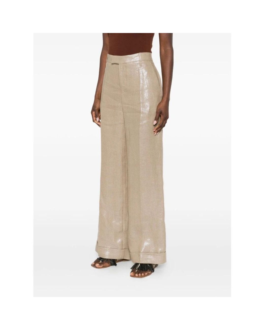 Brunello Cucinelli Natural Wide Trousers