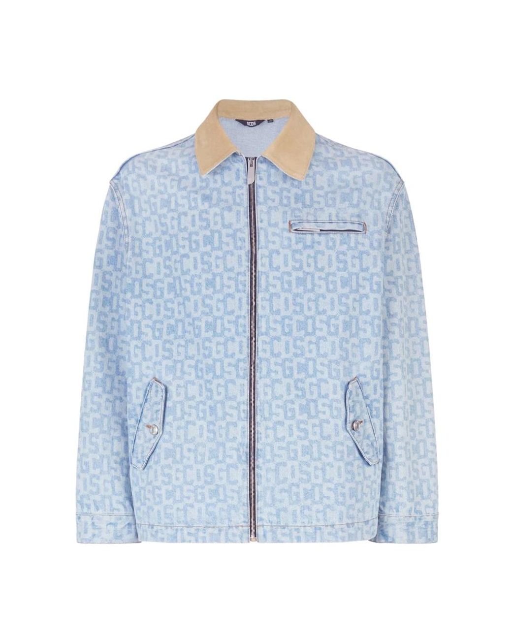 Gcds Monogram Denim Harrington Jas in het Blue voor heren