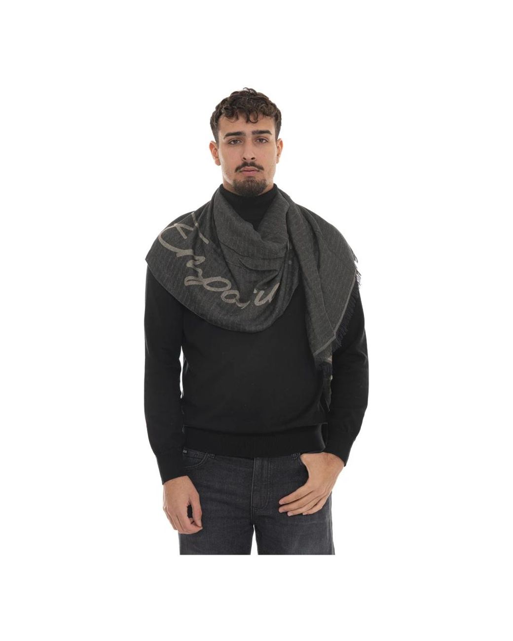 Emporio Armani Gray Winter Scarves for men