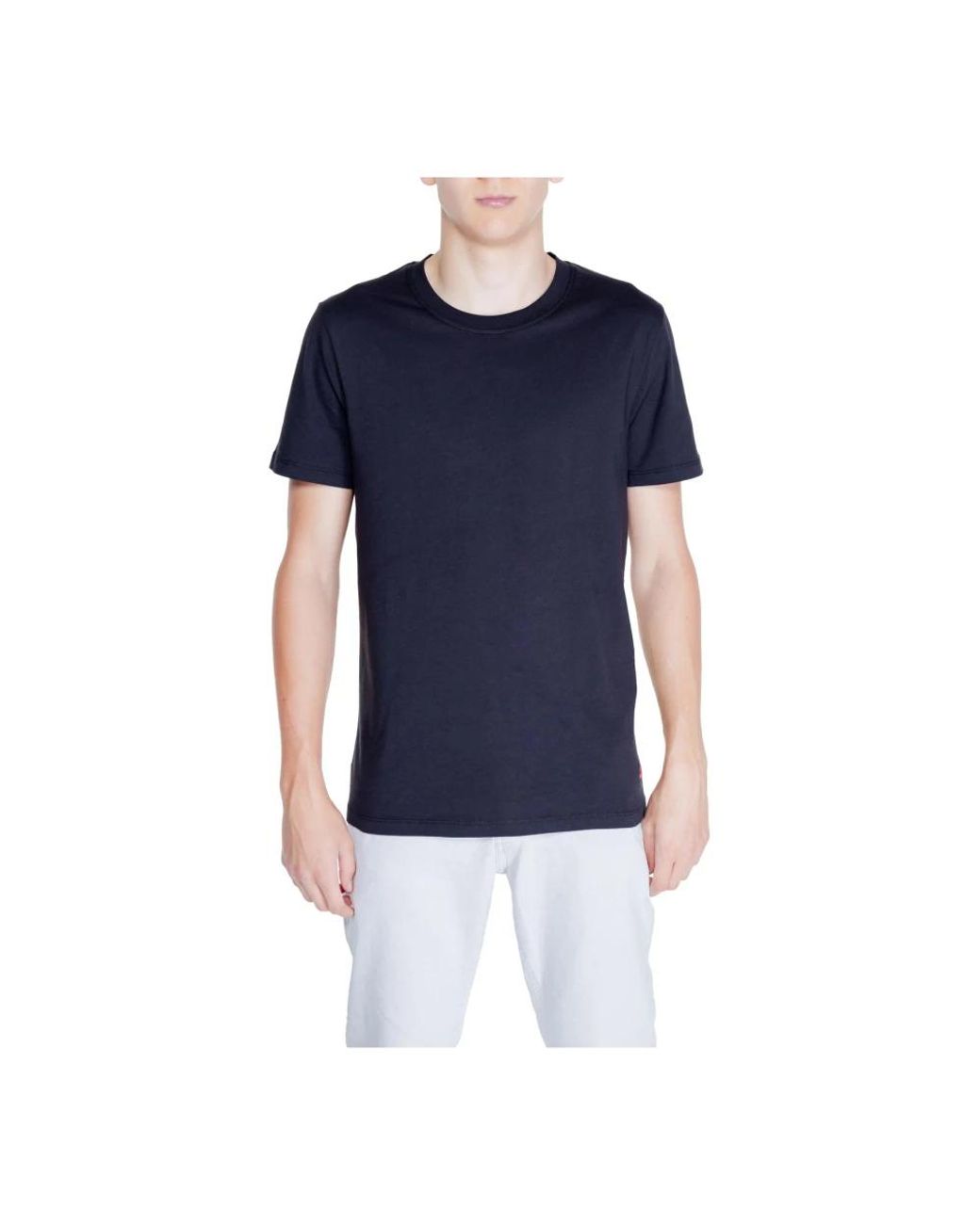Peuterey Tops ,Zwart ,Katoen Short Sleeve Crew Neck Tshirt in het Blue voor heren