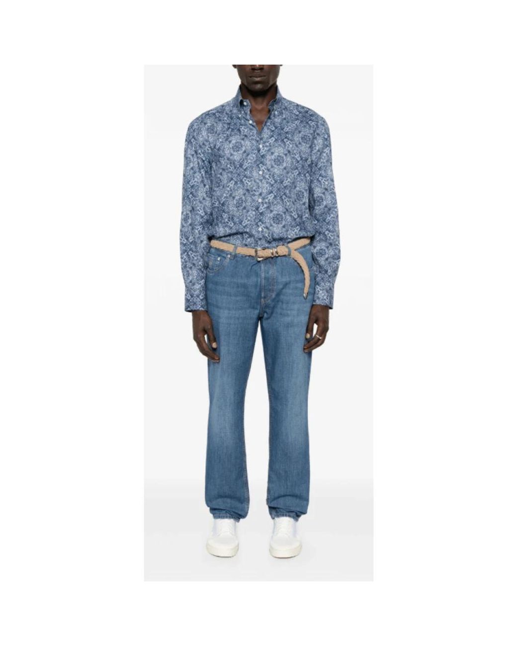 Brunello Cucinelli Blue Straight Fit Jeans for men