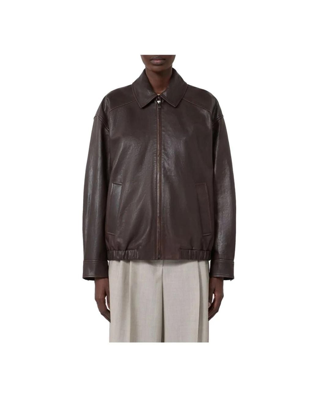 Weekend by Maxmara Brown Leather Jackets