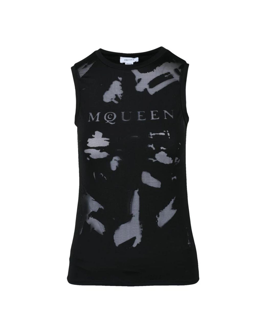 McQueen Black Sleeveless Tops