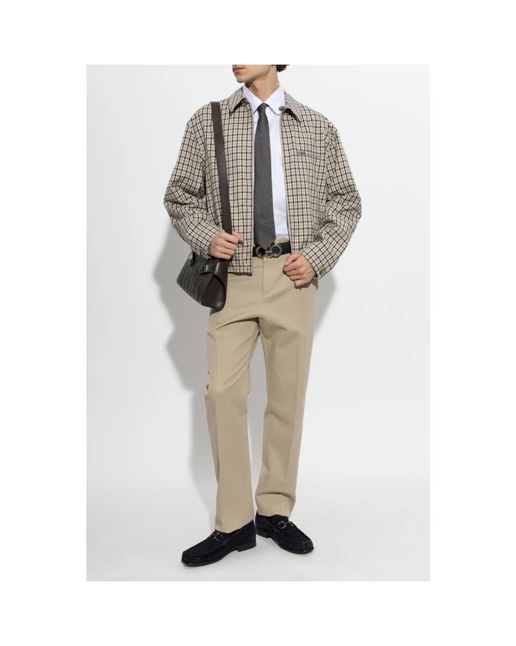 Ferragamo Checked Pattern Jacket in Gray für Herren