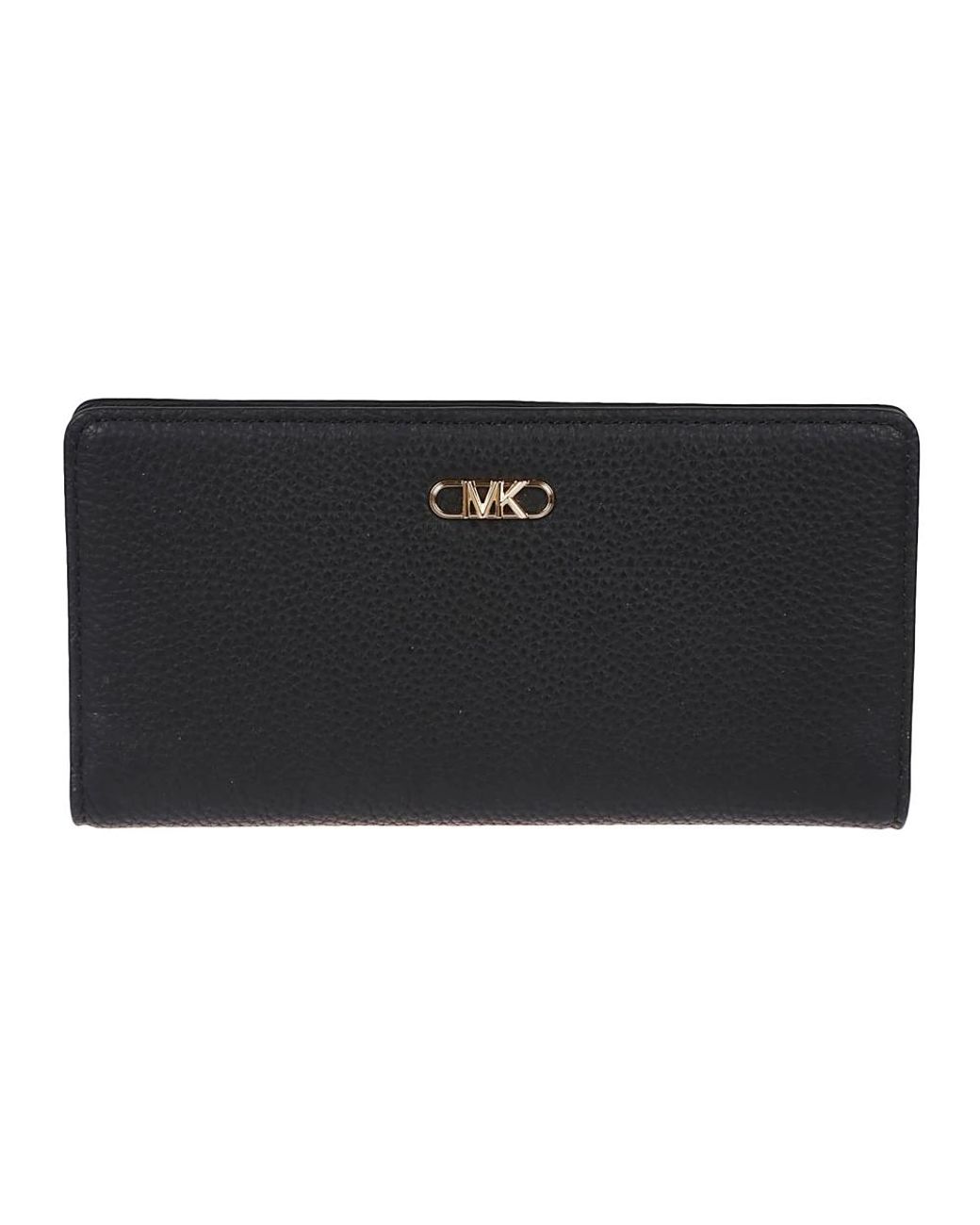 Michael Kors Accessoires ,Zwart ,Leren Portemonnee Met Drukknoopsluiting in het Black