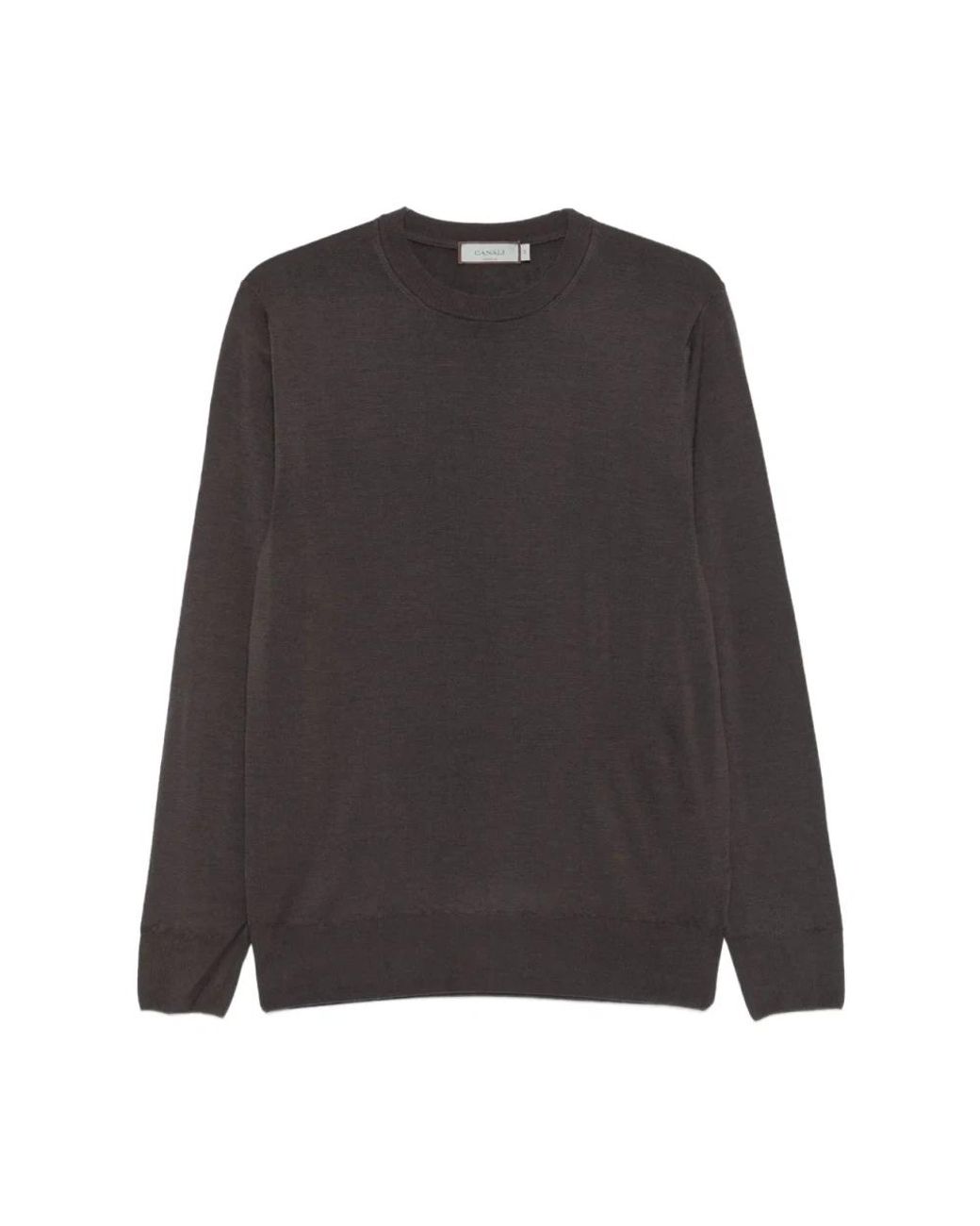 Canali Black Round-Neck Knitwear for men