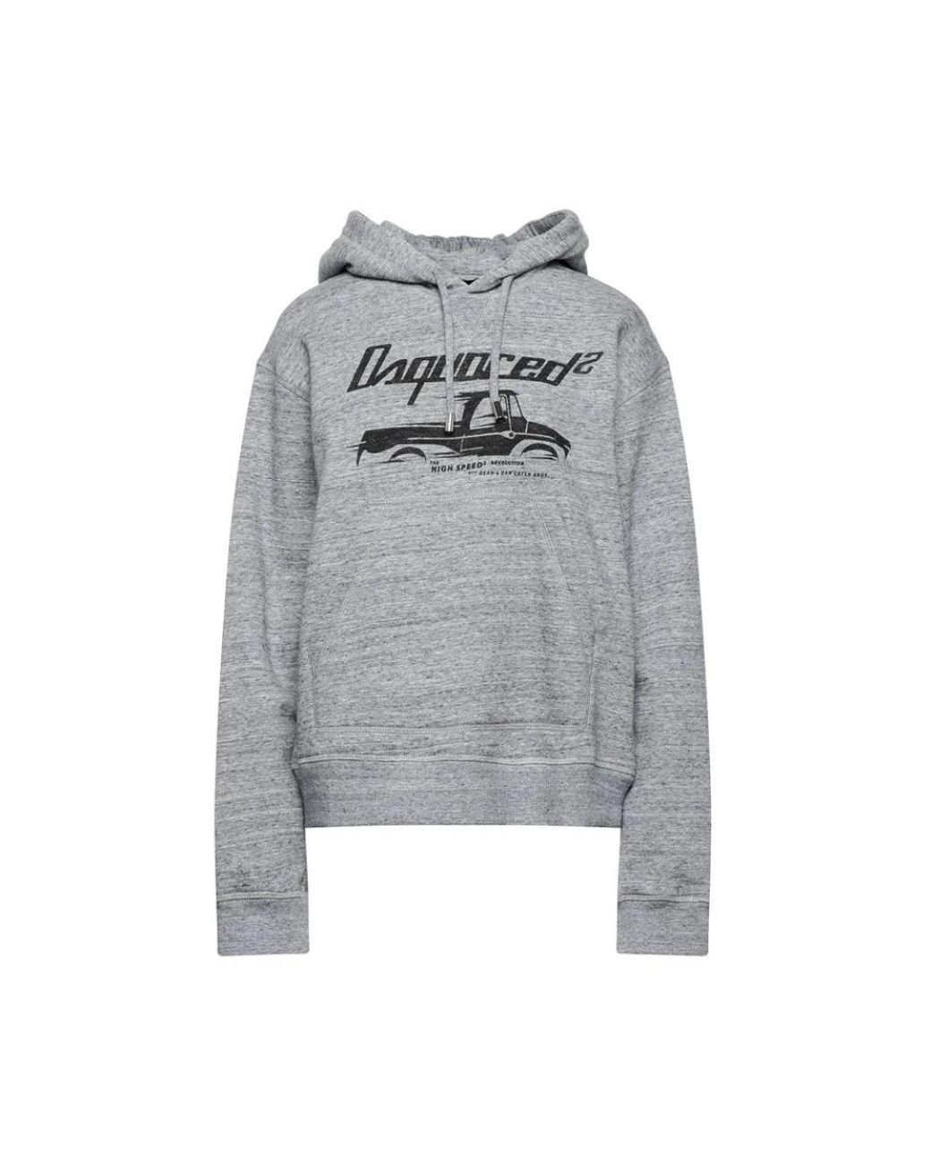 DSquared² Gray Heather Truck-Print Hoodie With Rhinestone Detail