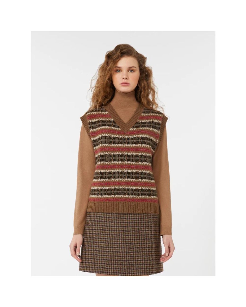 Weekend by Maxmara Brown V-Neck Knitwear