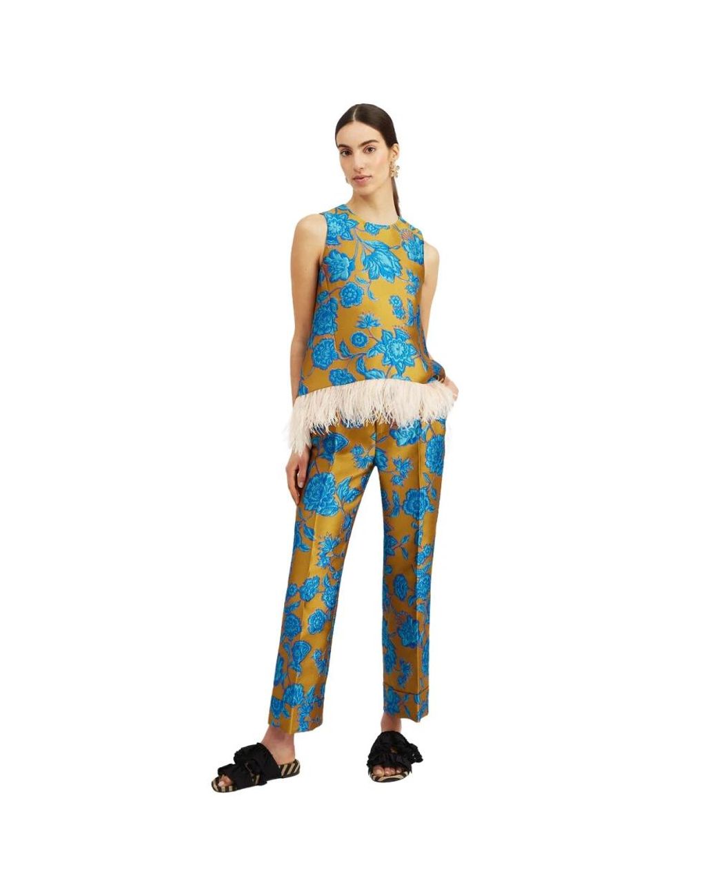 LaDoubleJ Broek Met Jacquard in het Blue