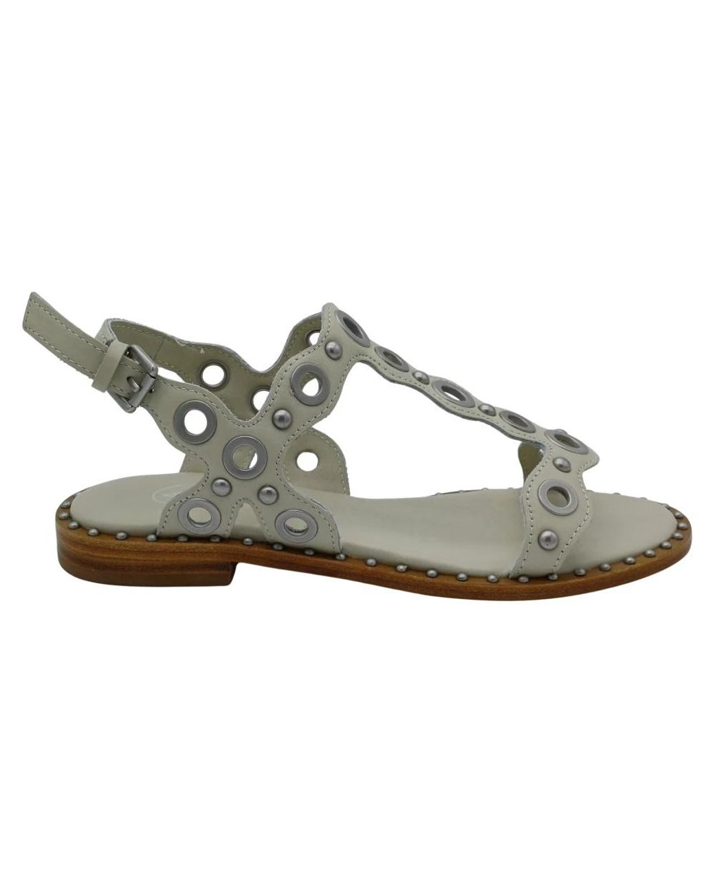 Ash Schoenen ,Wit ,Leer Metallic Versierde Leren Sandaal in het Gray
