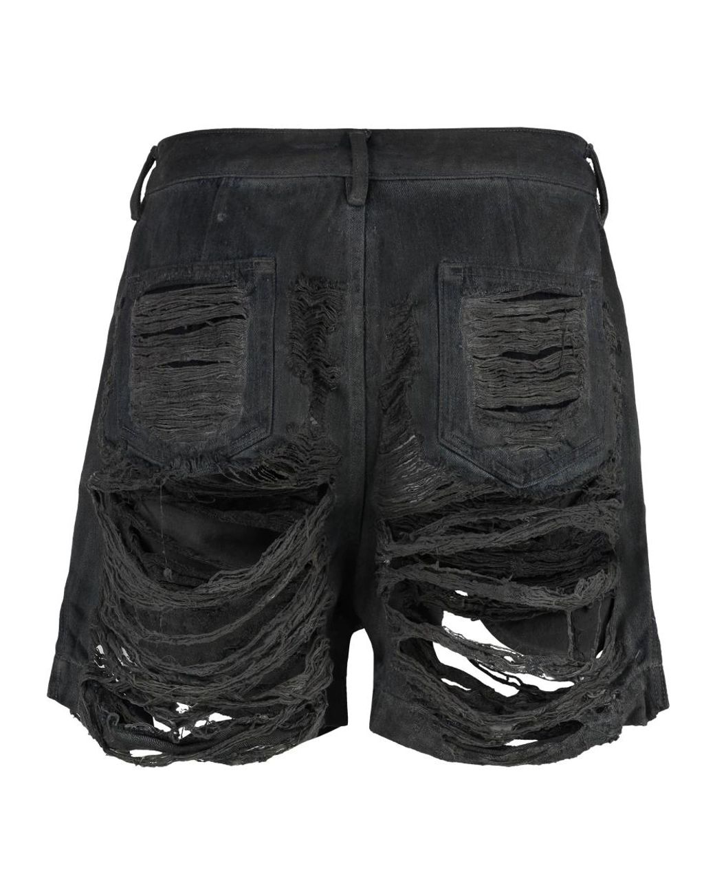 Rick Owens Geth Cut-Off Distressed Shorts in Black für Herren
