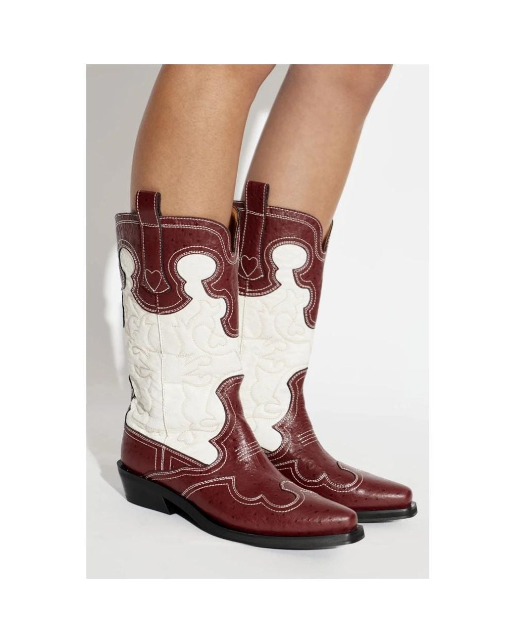 Ganni Red Cowboy & Biker Boots