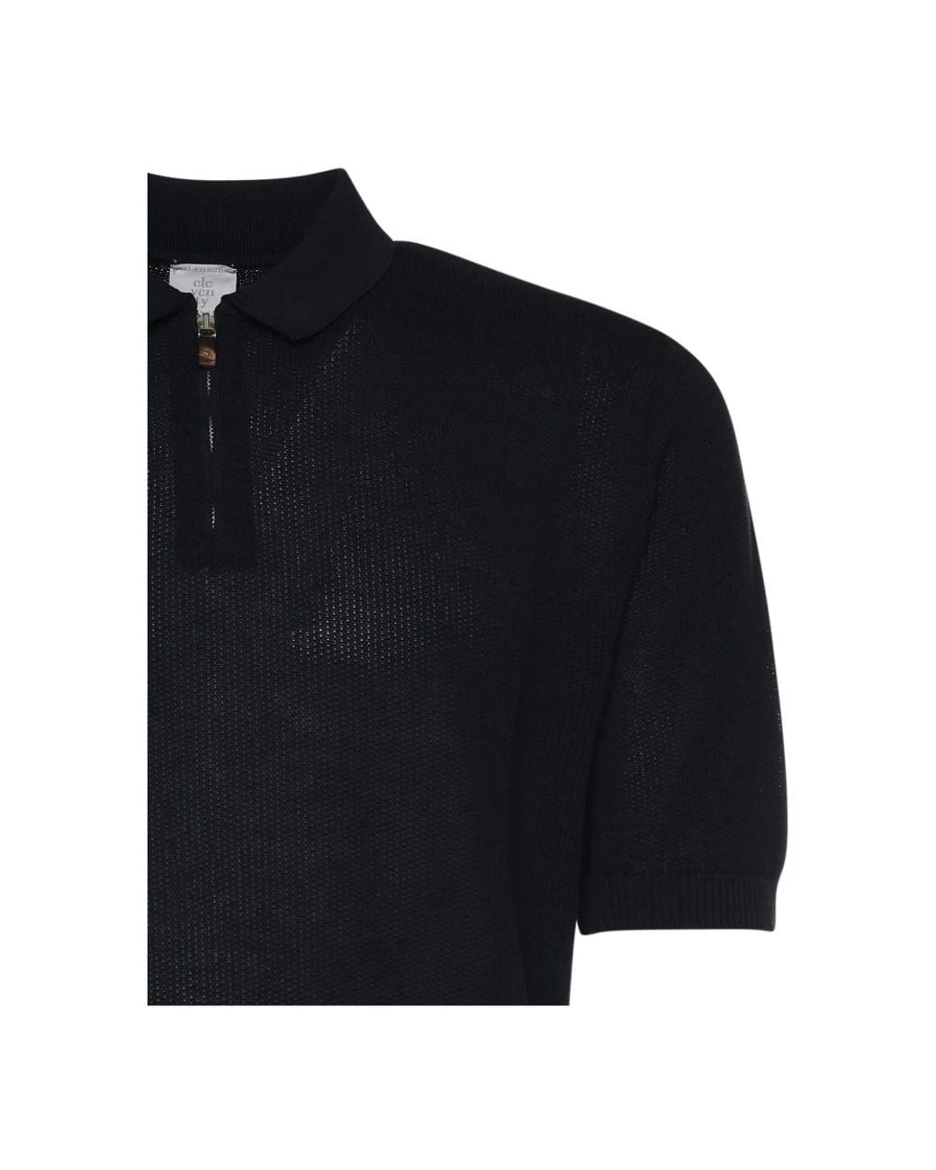 Eleventy Tops ,Blauw ,Katoen Polo Met Halve Rits En Korte Mouwen in het Black voor heren