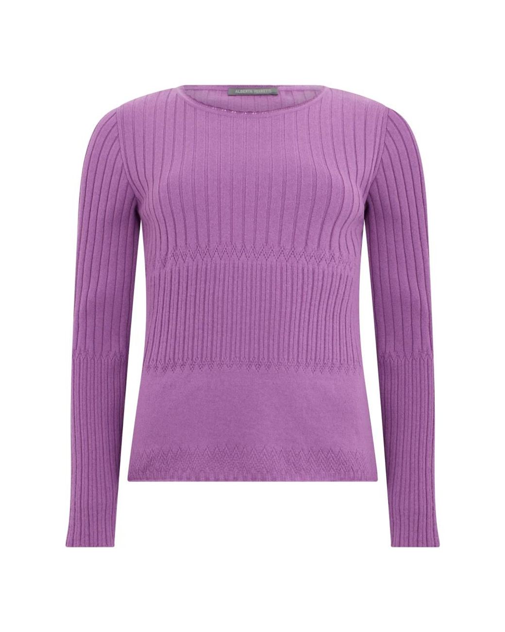 Alberta Ferretti Purple Round-Neck Knitwear