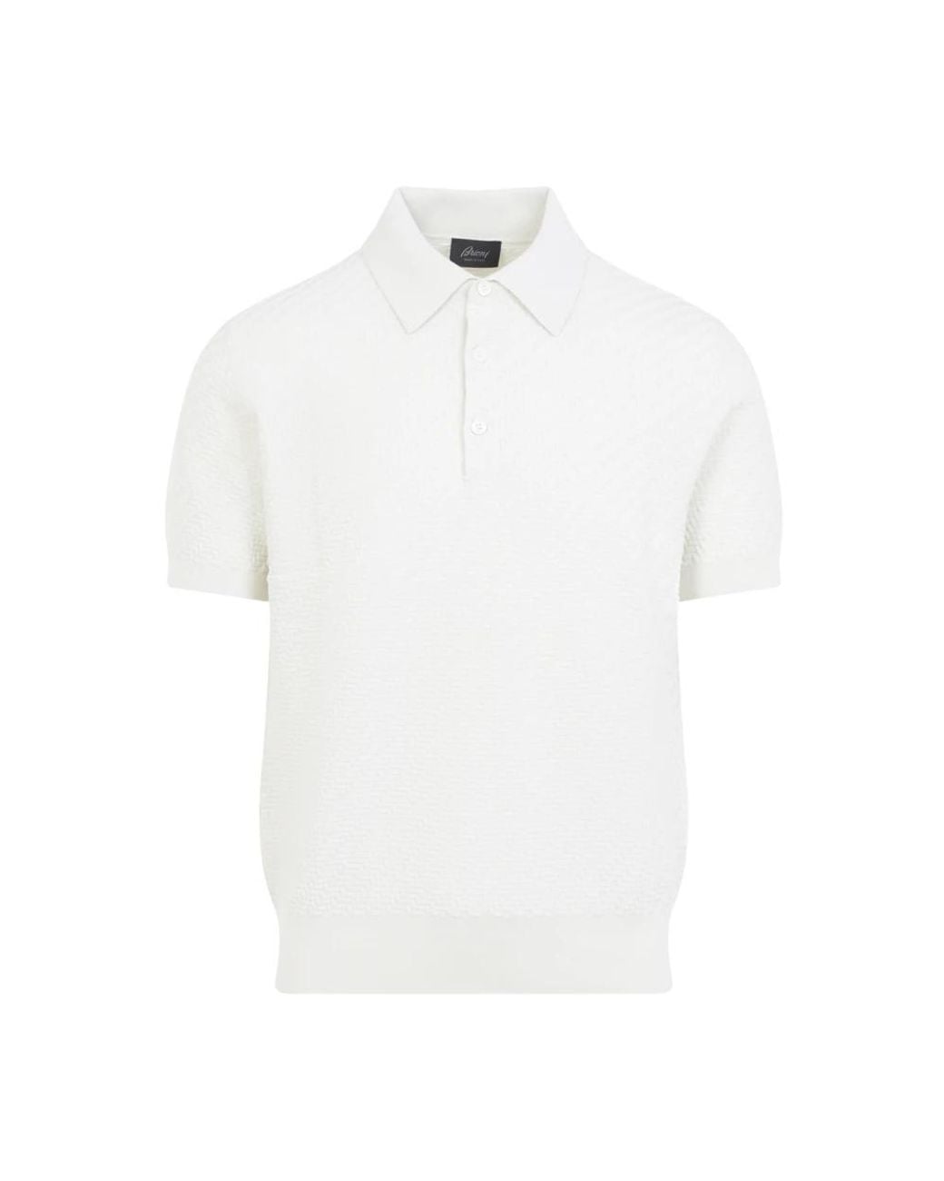 Brioni Textured Knit Polo in het White voor heren