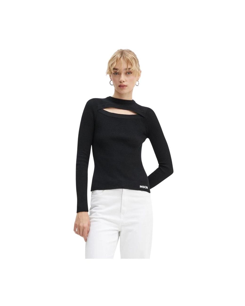 Round-Neck Knitwear MSGM de color Black
