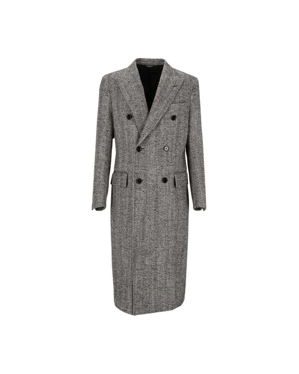 Dolce & Gabbana Gray Double-Breasted Coats for men