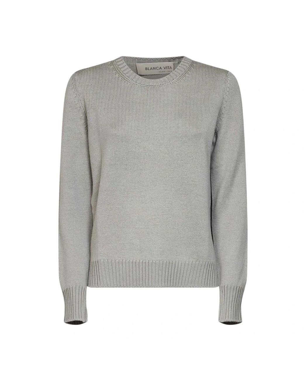 Blanca Vita Gray Round-Neck Knitwear