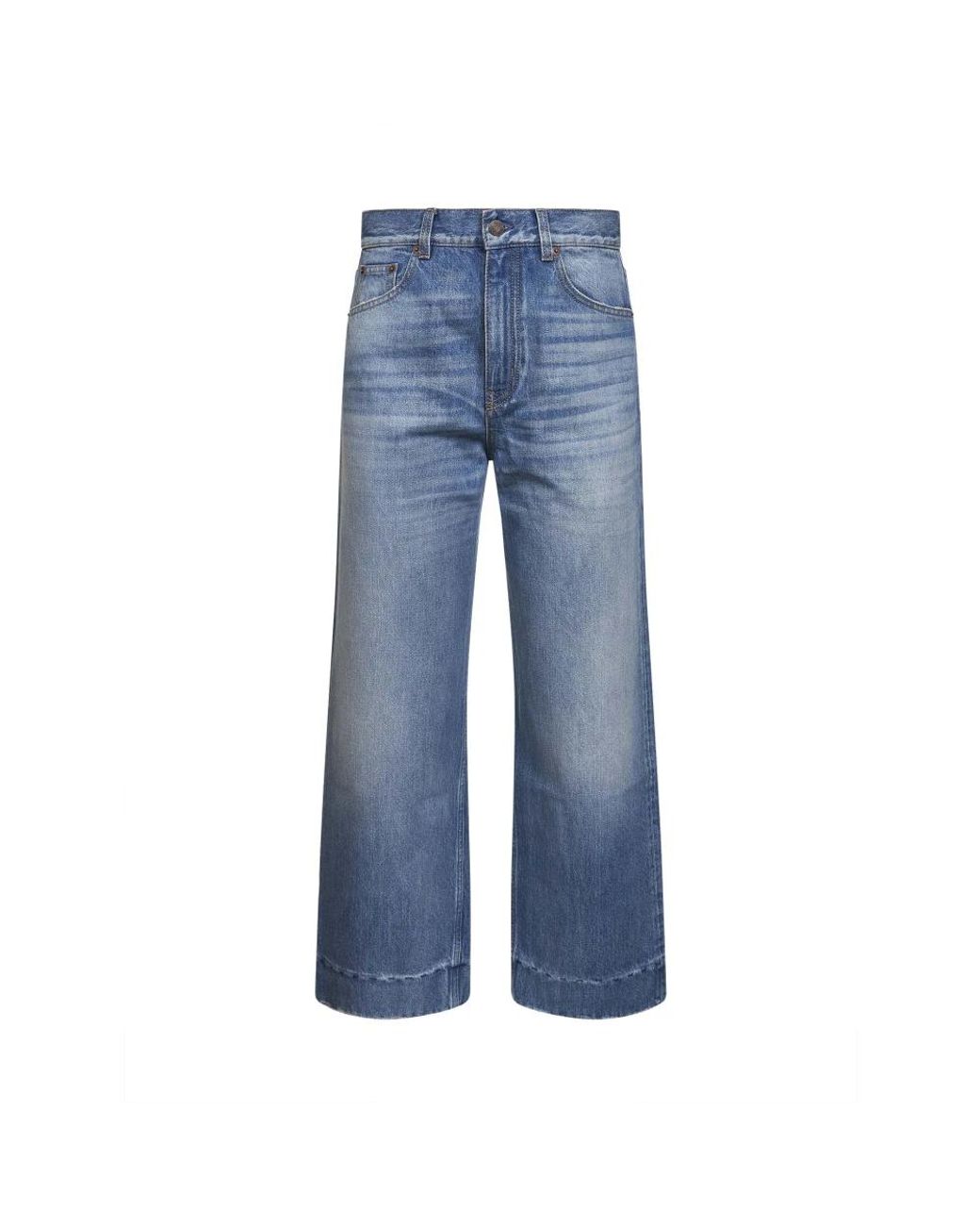 Chloé Jeans ,Blauw ,Katoen High-Rise Cropped Jeans in het Blue