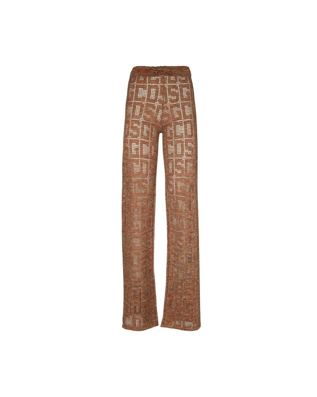 Gcds Broeken ,Oranje ,Polyester Metallic Elastische Gebreide Broek in het Brown