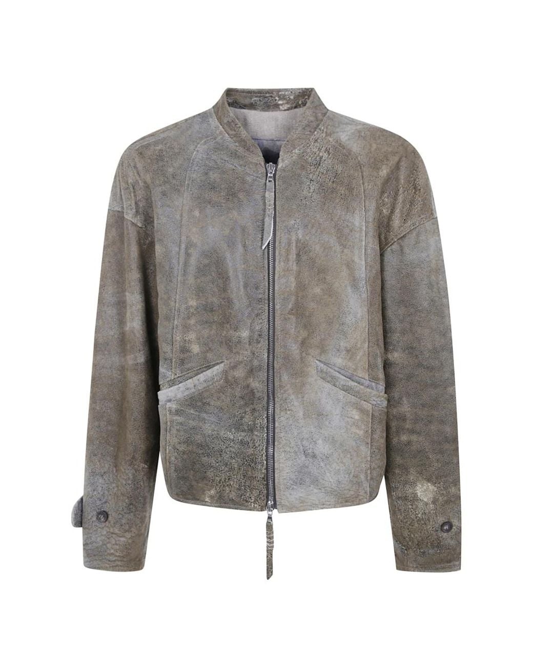 Leather Jackets Ziggy Chen de hombre de color Gray