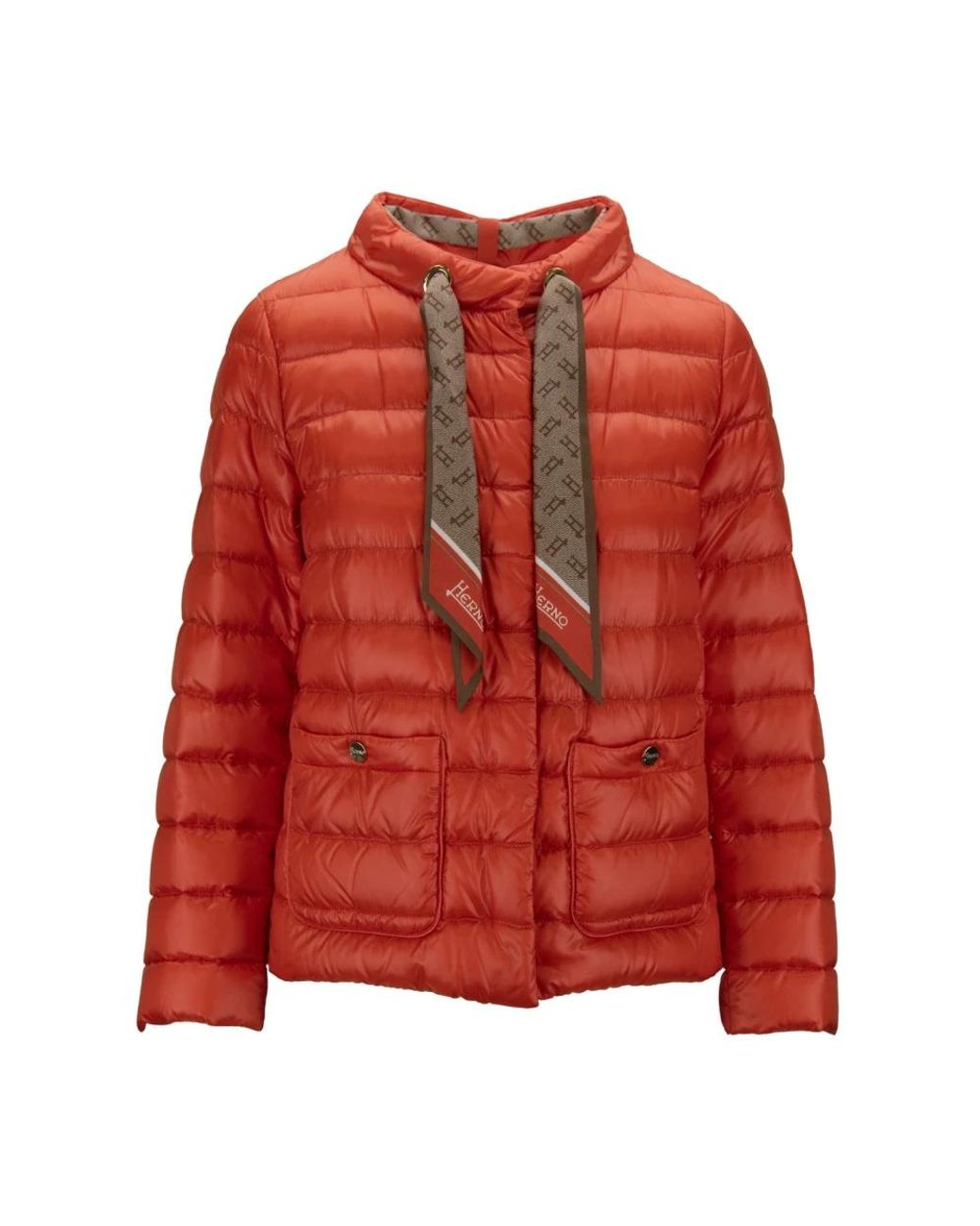 Herno Jassen ,Oranje ,Katoen Button-Up Puffer Jacket in het Red