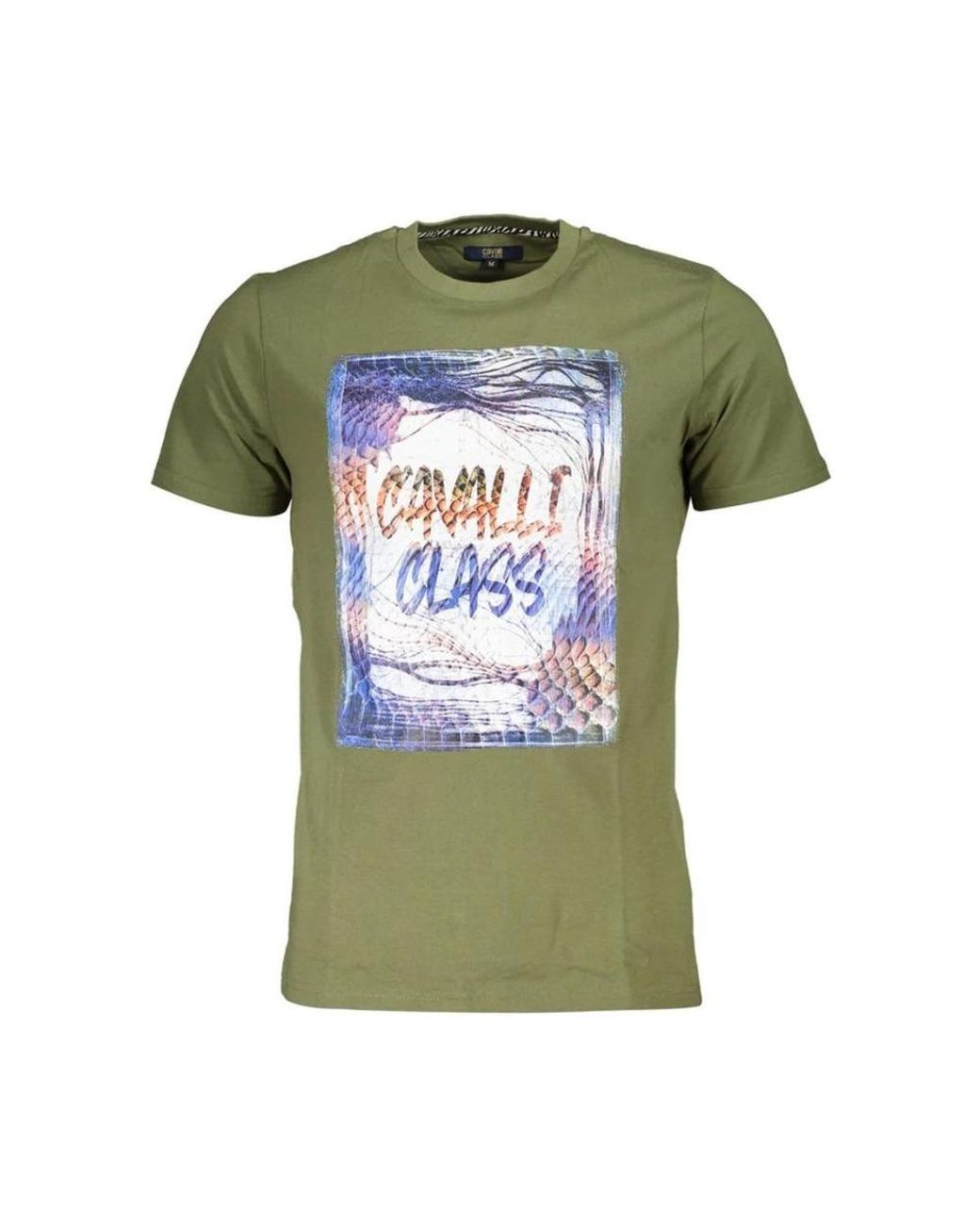 Roberto Cavalli Tops ,Groen ,Katoen Groene Katoenen T-Shirt in het Green voor heren