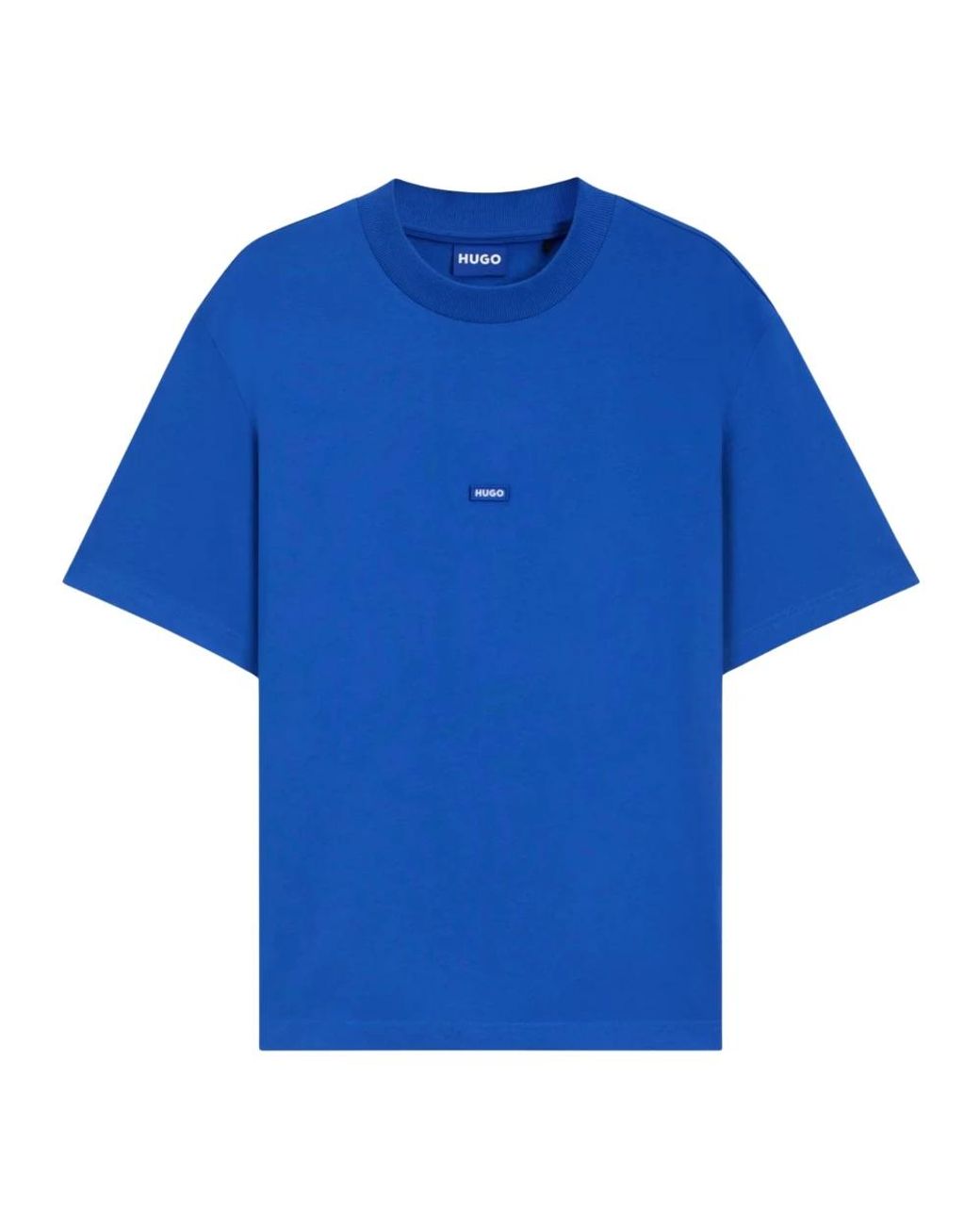 HUGO Tops ,Blauw ,Katoen Blauw Logo Katoenen T-Shirt Regular Fit in het Blue voor heren