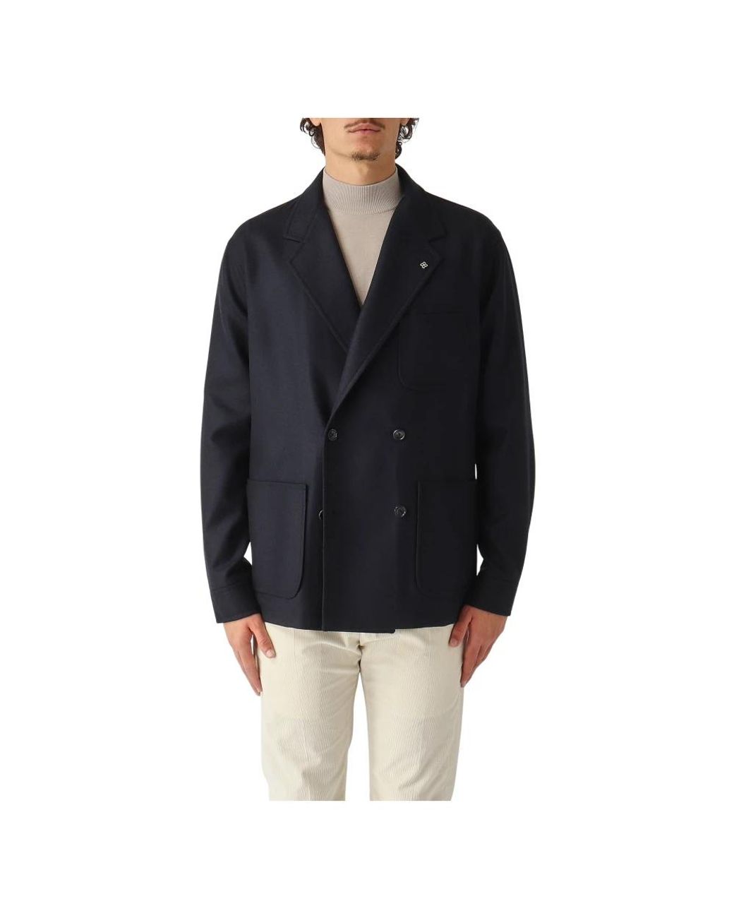 Tagliatore Jassen ,Blauw ,Wol Double-Breasted Wollen Jas in het Black voor heren