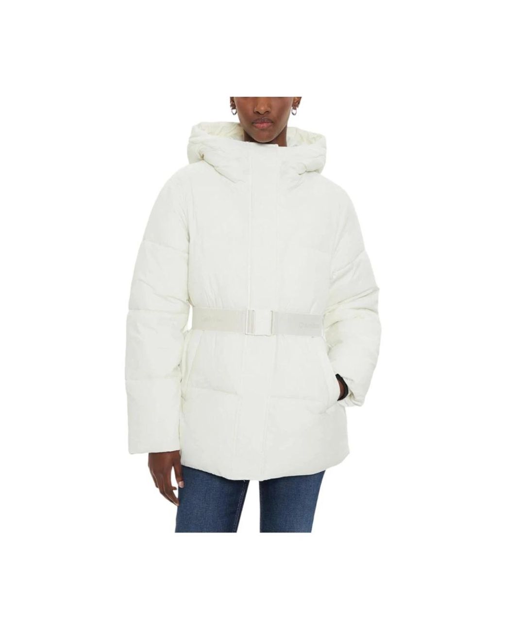 Calvin Klein Jassen ,Wit ,Belt Logo Jacket in het White
