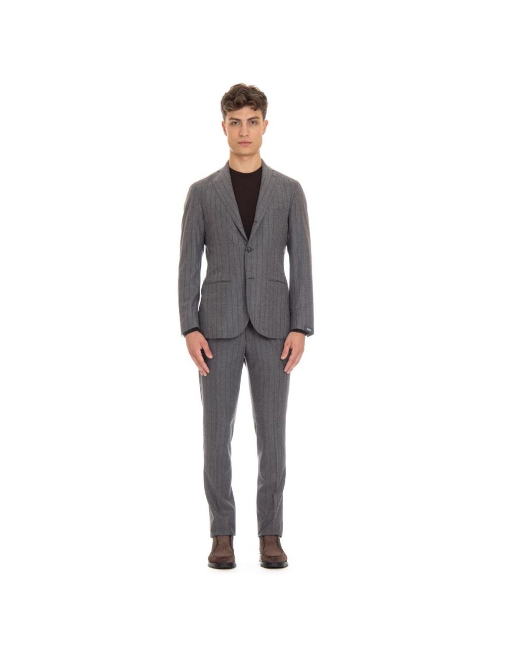 Single Breasted Suits Barba Napoli de hombre de color Gray