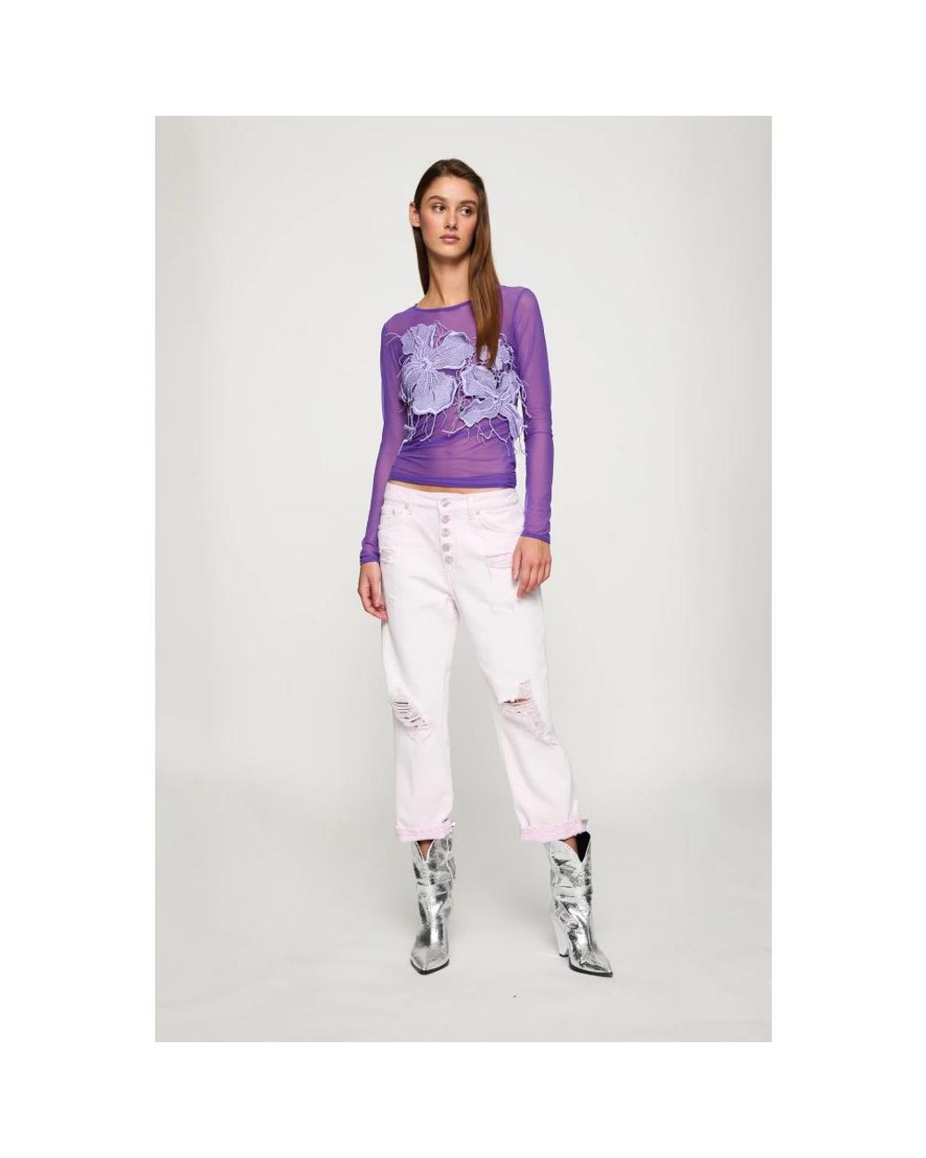 Dondup Purple Cropped Jeans