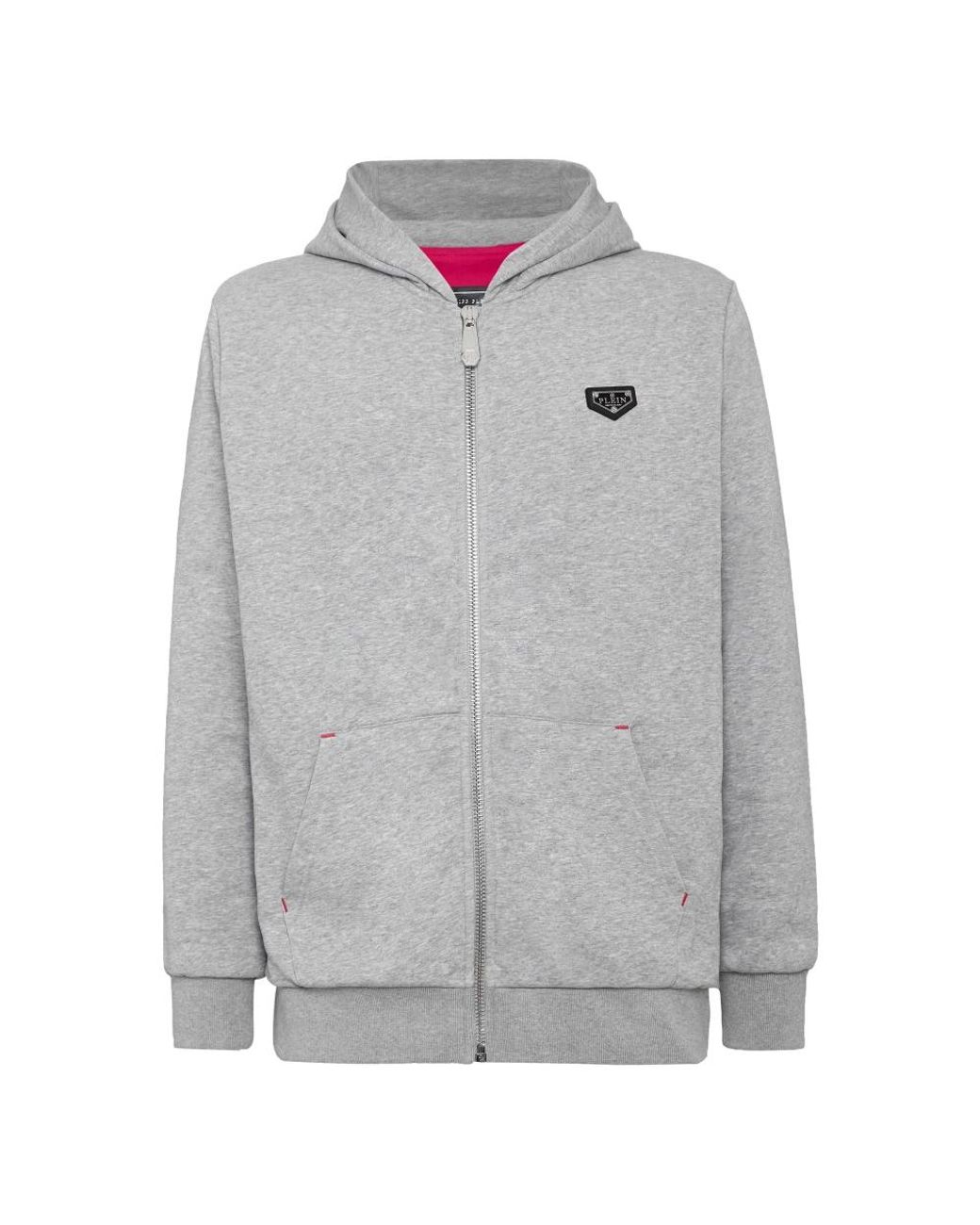 Philipp Plein Hooded Sweatjacket Iconic Plein in het Gray voor heren
